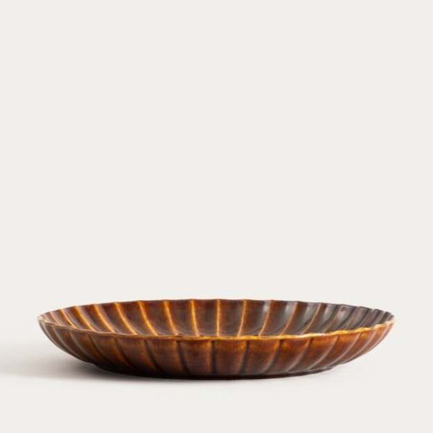 MELIDA gintaro spalvos pietų lėkštės, 27 cm