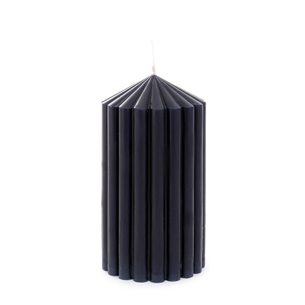 "ANTIQUE" žvakė su grioveliais, tamsiai mėlynos spalvos, 7x13 cm