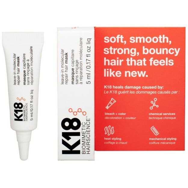 Kaukė plaukams K18 Leave-In Molecular Repair Hair Mask, 5 ml