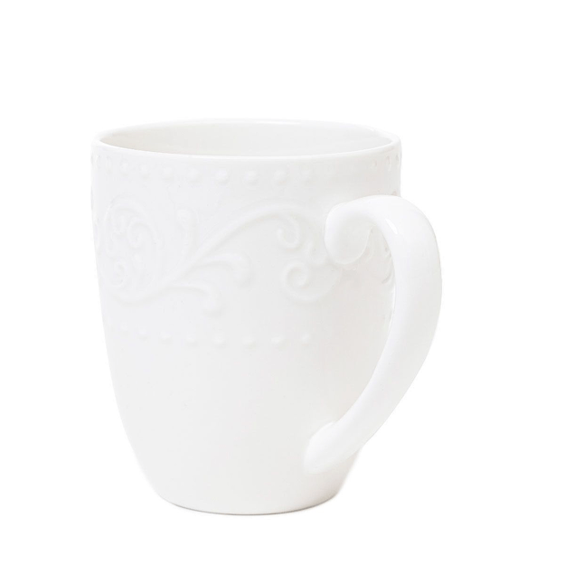 "SYLIA" Baltas puodelis su ornamentu