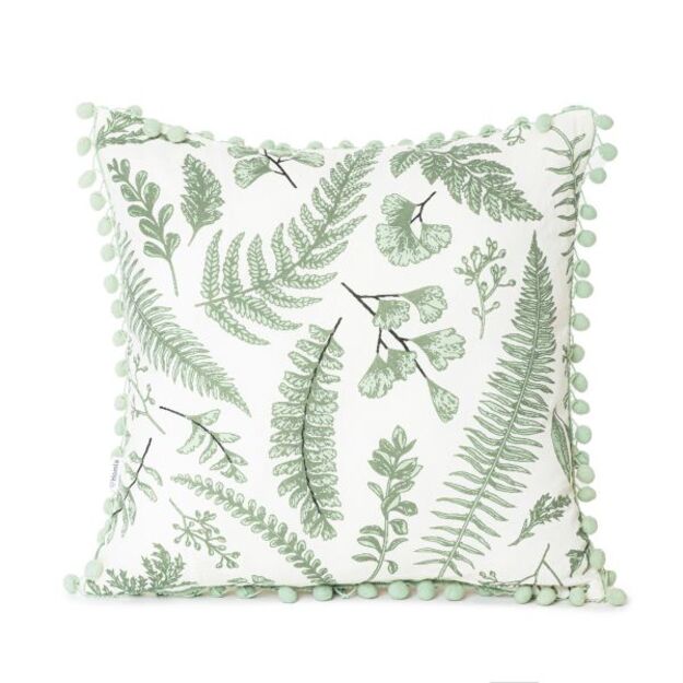 ERVAS ecru spalvos užvalkalas pagalvėms su augalų motyvais, 45x45 cm